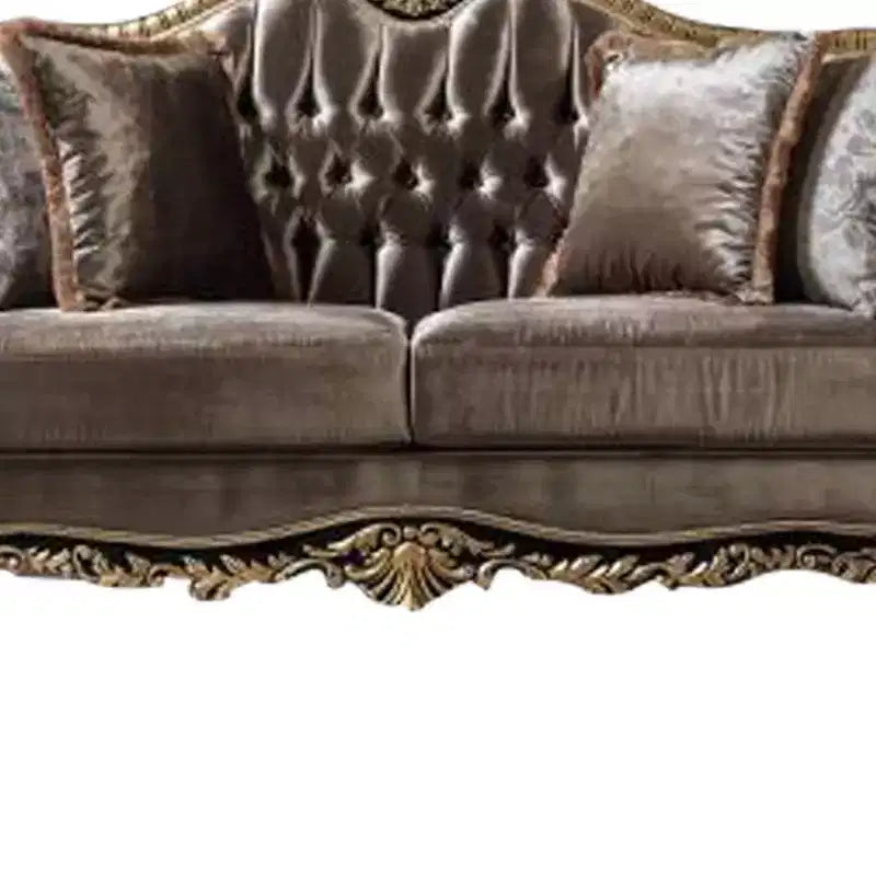 Canapé Betria 75", velours vert clair, finition dorée et noire brillante - Acme Furniture