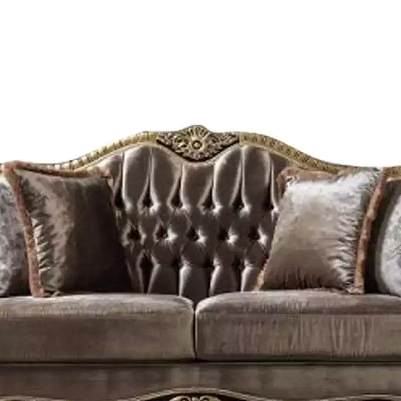 Canapé Betria 75", velours vert clair, finition dorée et noire brillante - Acme Furniture