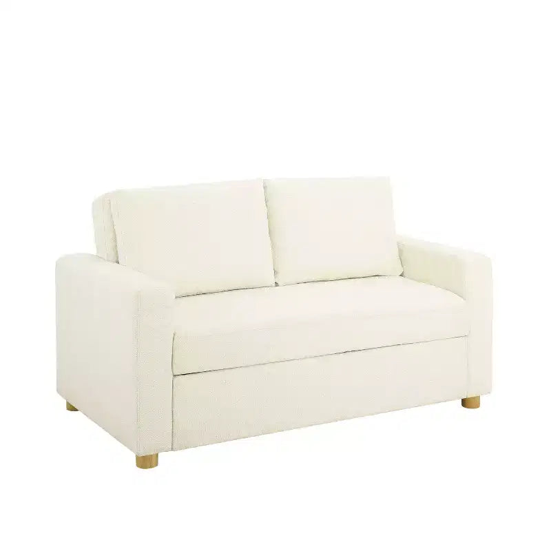 Divano Convertibile Serta Aurora Bouclé Avorio: Chaise Longue e Letto Matrimoniale, Molle Insacchettate, Gambe in Legno di Gomma