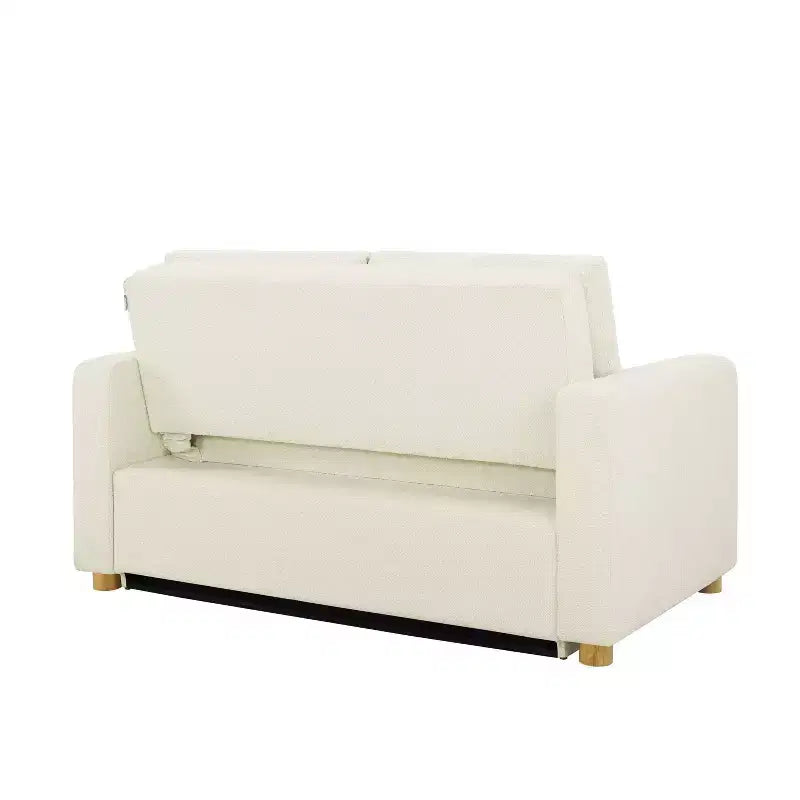 Divano Convertibile Serta Aurora Bouclé Avorio: Chaise Longue e Letto Matrimoniale, Molle Insacchettate, Gambe in Legno di Gomma