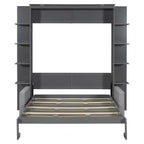 Letto a muro a scomparsa Whisen Modern Design con struttura in legno, Queen Size, con divano e mensole