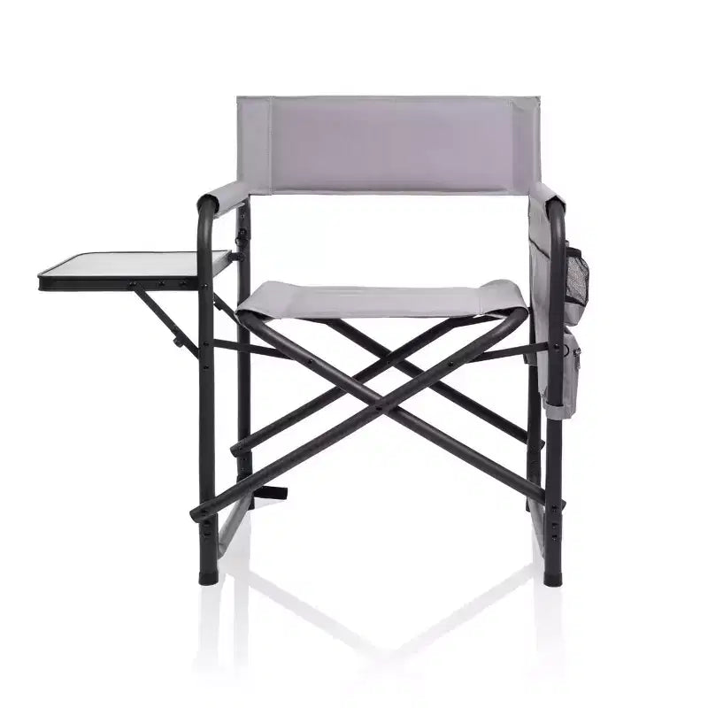Oniva Set di 2 Sedie Portatili Rettangolari da Esterno in Alluminio con Tavolino Laterale - Grigio con Dettagli Neri