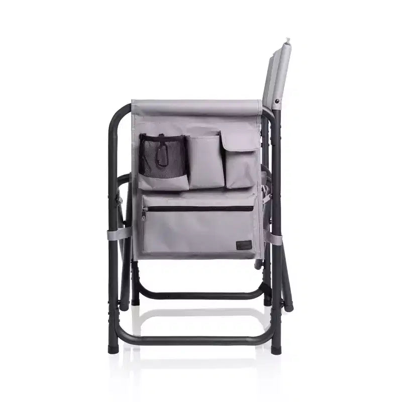 Oniva Set di 2 Sedie Portatili Rettangolari da Esterno in Alluminio con Tavolino Laterale - Grigio con Dettagli Neri