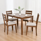 Set di 5 mobili da pranzo in legno massello 47L (1 tavolo + 4 sedie con schienale a doghe)
