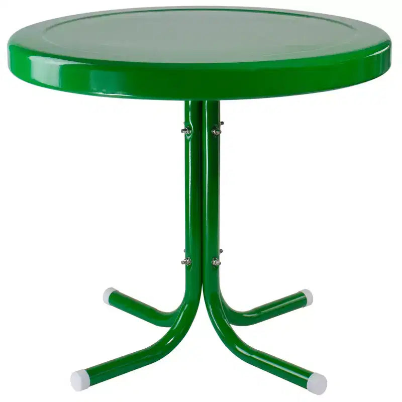 Northlight 22 Outdoor Retro Round Tulip Metal Side Table, Green