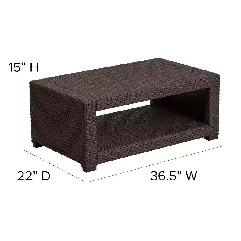 Flash Furniture Seneca Tavolino da caffè in finto rattan marrone cioccolato