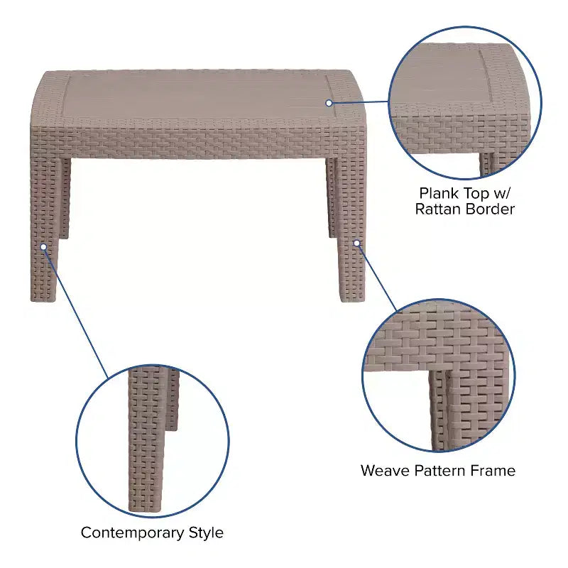 Flash Furniture Table basse en rotin