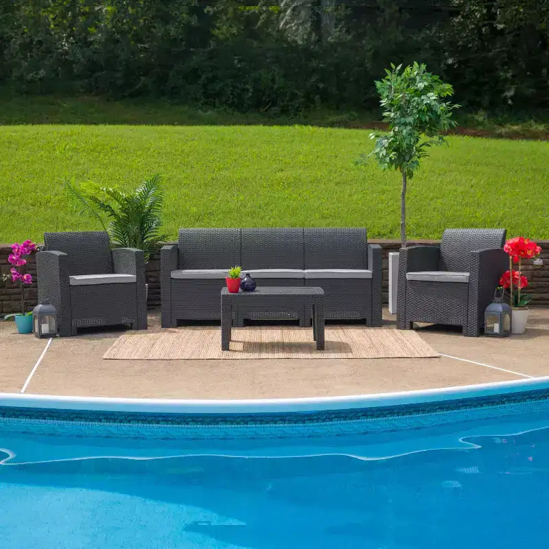 Flash Furniture Table basse en rotin