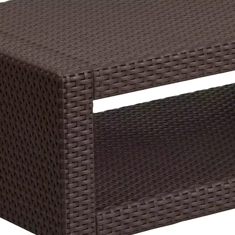 Table basse en rotin synthétique marron chocolat Emma et Oliver