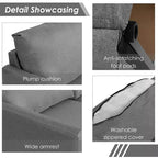 Costway Divano Sezionale Convertibile a L con Chaise Longue Reversibile Grigio Scuro\Verde\Grigio Chiaro
