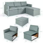 Costway Divano Sezionale Convertibile a L con Chaise Longue Reversibile Grigio Scuro\Verde\Grigio Chiaro