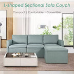 Costway Divano Sezionale Convertibile a L con Chaise Longue Reversibile Grigio Scuro\Verde\Grigio Chiaro