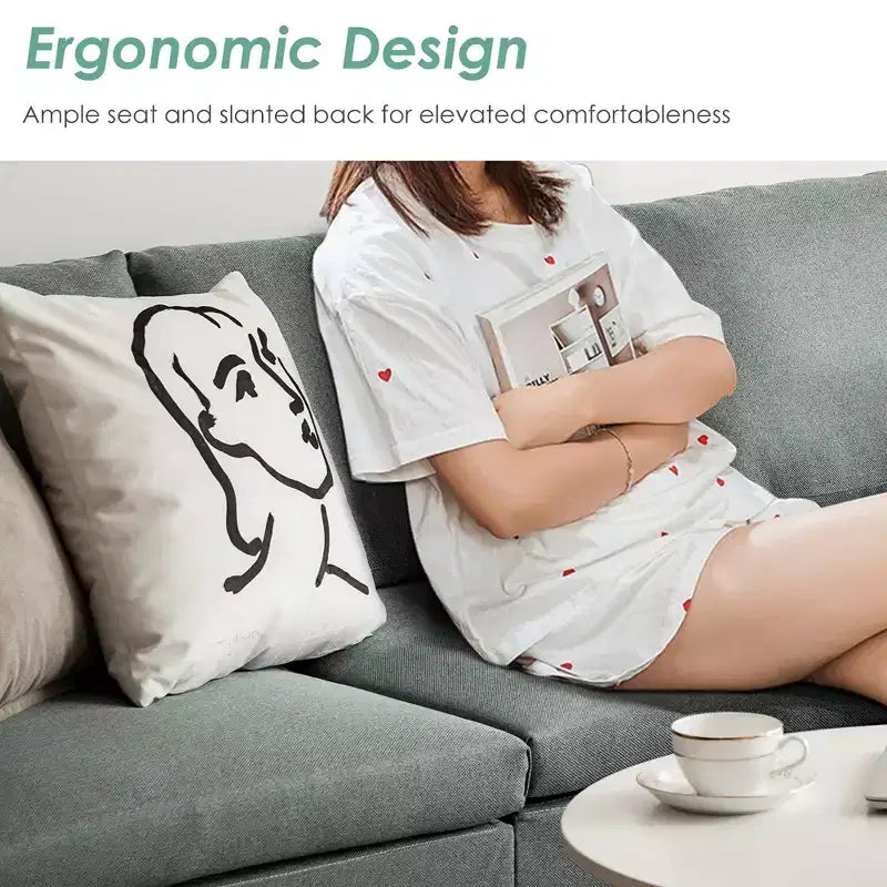 Costway Divano Sezionale Convertibile a L con Chaise Longue Reversibile Grigio Scuro\Verde\Grigio Chiaro