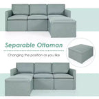 Costway Divano Sezionale Convertibile a L con Chaise Longue Reversibile Grigio Scuro\Verde\Grigio Chiaro
