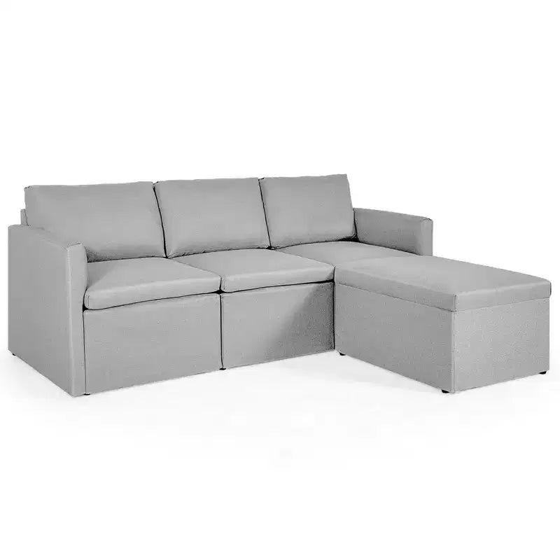 Costway Divano Sezionale Convertibile a L con Chaise Longue Reversibile Grigio Scuro\Verde\Grigio Chiaro