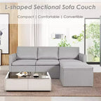 Costway Divano Sezionale Convertibile a L con Chaise Longue Reversibile Grigio Scuro\Verde\Grigio Chiaro