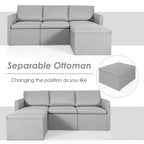 Costway Divano Sezionale Convertibile a L con Chaise Longue Reversibile Grigio Scuro\Verde\Grigio Chiaro
