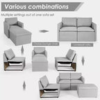 Costway Divano Sezionale Convertibile a L con Chaise Longue Reversibile Grigio Scuro\Verde\Grigio Chiaro