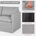 Costway Divano Sezionale Convertibile a L con Chaise Longue Reversibile Grigio Scuro\Verde\Grigio Chiaro