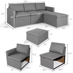 Costway Divano Sezionale Convertibile a L con Chaise Longue Reversibile Grigio Scuro\Verde\Grigio Chiaro