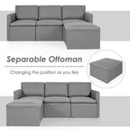 Costway Divano Sezionale Convertibile a L con Chaise Longue Reversibile Grigio Scuro\Verde\Grigio Chiaro