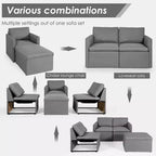 Costway Divano Sezionale Convertibile a L con Chaise Longue Reversibile Grigio Scuro\Verde\Grigio Chiaro