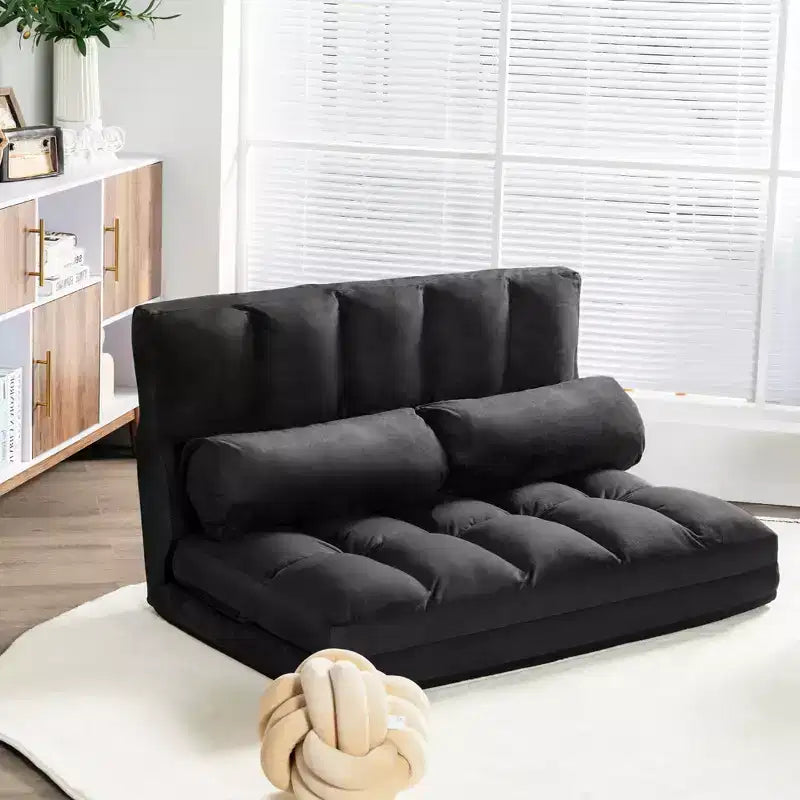 Costway Divano Letto Pieghevole da Terra con 6 Posizioni Regolabili e 2 Cuscini Blu\Beige\Grigio\Nero