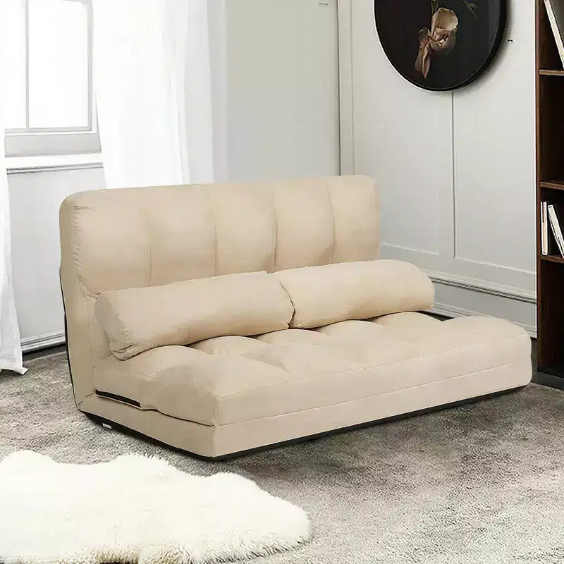 Costway Divano Letto Pieghevole da Terra con 6 Posizioni Regolabili e 2 Cuscini Blu\Beige\Grigio\Nero