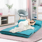 Costway Divano Letto Pieghevole da Terra con 6 Posizioni Regolabili e 2 Cuscini Blu\Beige\Grigio\Nero