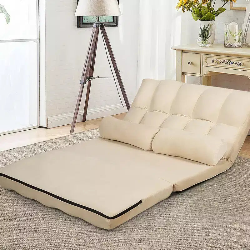 Costway Divano Letto Pieghevole da Terra con 6 Posizioni Regolabili e 2 Cuscini Blu\Beige\Grigio\Nero