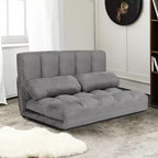 Costway Divano Letto Pieghevole da Terra con 6 Posizioni Regolabili e 2 Cuscini Blu\Beige\Grigio\Nero