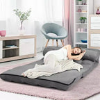 Costway Divano Letto Pieghevole da Terra con 6 Posizioni Regolabili e 2 Cuscini Blu\Beige\Grigio\Nero