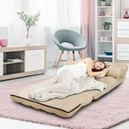 Costway Divano Letto Pieghevole da Terra con 6 Posizioni Regolabili e 2 Cuscini Blu\Beige\Grigio\Nero