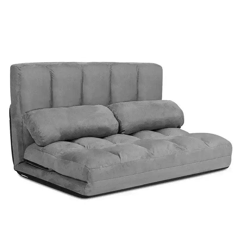 Costway Divano Letto Pieghevole da Terra con 6 Posizioni Regolabili e 2 Cuscini Blu\Beige\Grigio\Nero