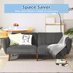 Divano Letto Futon Trasformabile Costway, Divano Letto Regolabile con Gambe in Legno Blu Scuro/Grigio/Giallo