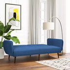 Divano Letto Futon Trasformabile Costway, Divano Letto Regolabile con Gambe in Legno Blu Scuro/Grigio/Giallo