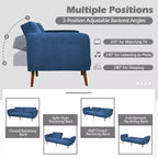 Divano Letto Futon Trasformabile Costway, Divano Letto Regolabile con Gambe in Legno Blu Scuro/Grigio/Giallo