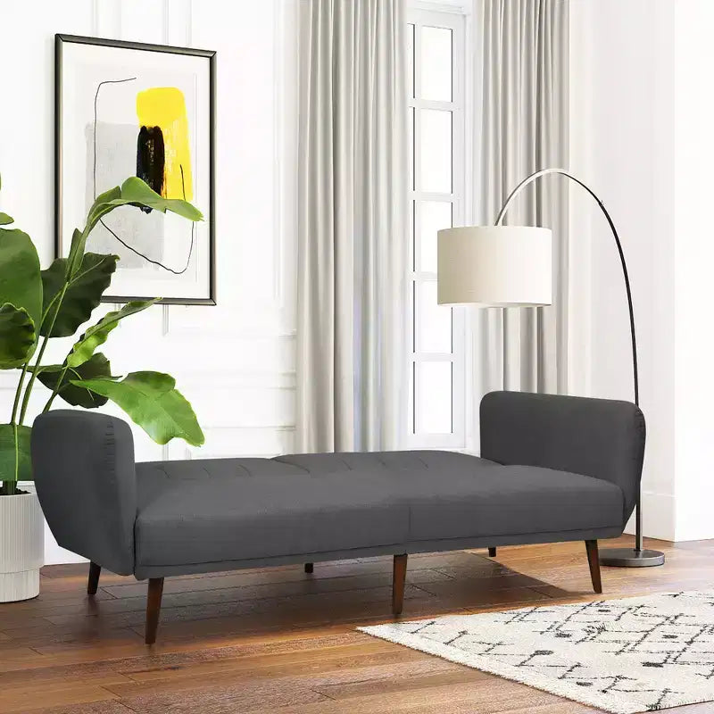 Divano Letto Futon Trasformabile Costway, Divano Letto Regolabile con Gambe in Legno Blu Scuro/Grigio/Giallo