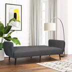 Divano Letto Futon Trasformabile Costway, Divano Letto Regolabile con Gambe in Legno Blu Scuro/Grigio/Giallo