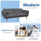 Divano Letto Futon Trasformabile Costway, Divano Letto Regolabile con Gambe in Legno Blu Scuro/Grigio/Giallo