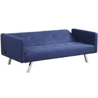 Costway Divano Letto Futon Convertibile Pieghevole Reclinabile con Porte USB e Presa di Corrente Grigio\Blu