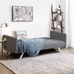 Costway Divano Letto Futon Convertibile Pieghevole Reclinabile con Porte USB e Presa di Corrente Grigio\Blu