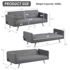 Costway Divano Letto Futon Convertibile Pieghevole Reclinabile con Porte USB e Presa di Corrente Grigio\Blu