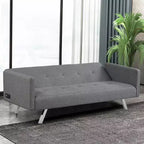 Costway Divano Letto Futon Convertibile Pieghevole Reclinabile con Porte USB e Presa di Corrente Grigio\Blu