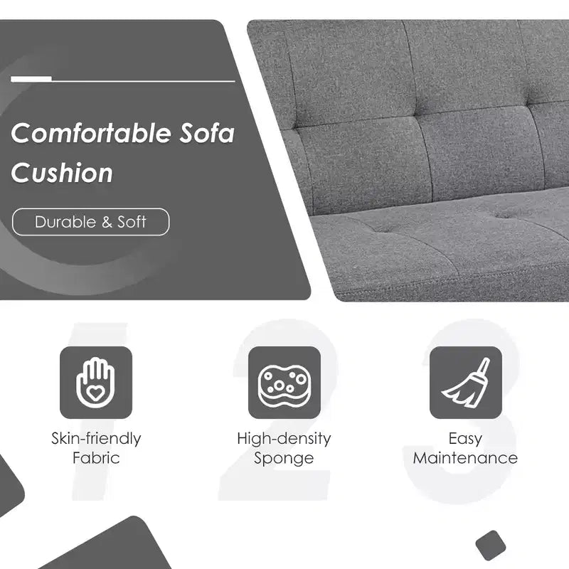 Costway Divano Letto Futon Convertibile Pieghevole Reclinabile con Porte USB e Presa di Corrente Grigio\Blu