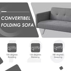 Costway Divano Letto Futon Convertibile Pieghevole Reclinabile con Porte USB e Presa di Corrente Grigio\Blu