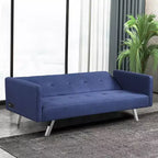 Costway Divano Letto Futon Convertibile Pieghevole Reclinabile con Porte USB e Presa di Corrente Grigio\Blu