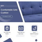 Costway Divano Letto Futon Convertibile Pieghevole Reclinabile con Porte USB e Presa di Corrente Grigio\Blu