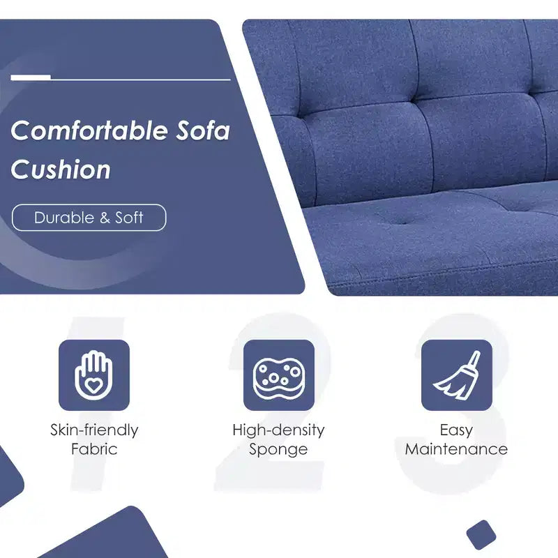 Costway Divano Letto Futon Convertibile Pieghevole Reclinabile con Porte USB e Presa di Corrente Grigio\Blu
