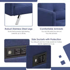 Costway Divano Letto Futon Convertibile Pieghevole Reclinabile con Porte USB e Presa di Corrente Grigio\Blu